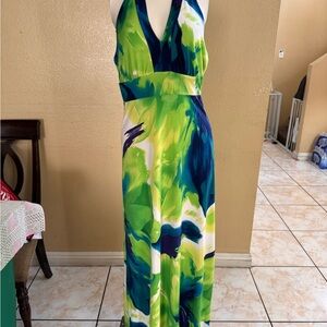 Enfocus Studio Green and Blue Patterned Dress
